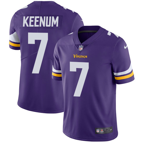 Nike Vikings #7 Case Keenum Purple Team Color Youth Stitched NFL Vapor Untouchable Limited Jersey - Click Image to Close